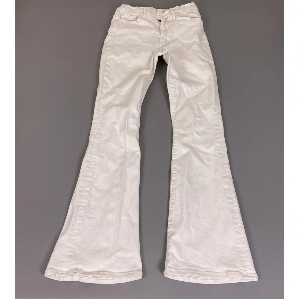 Mother High Waisted Weekender Skimp Jeans Women's Size 28 Antique White Flare